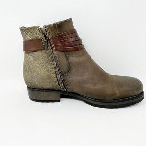 Bunker Brown & Metallic Leather Bootie Size 6
